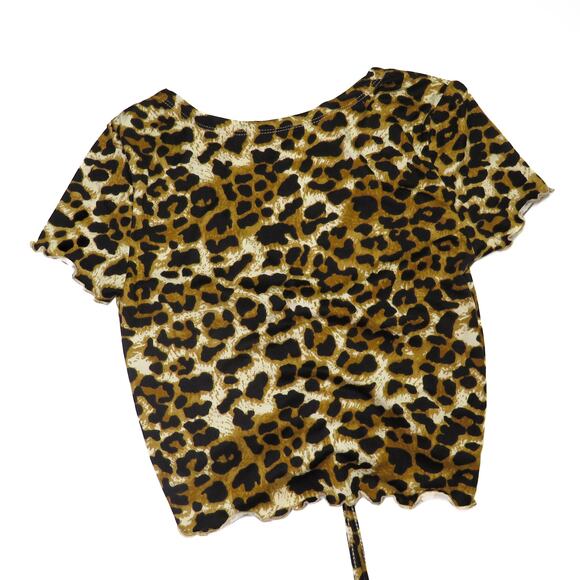 Shein Leopard Print Tie Front Cute Crop Top XS - Picture 3 of 6